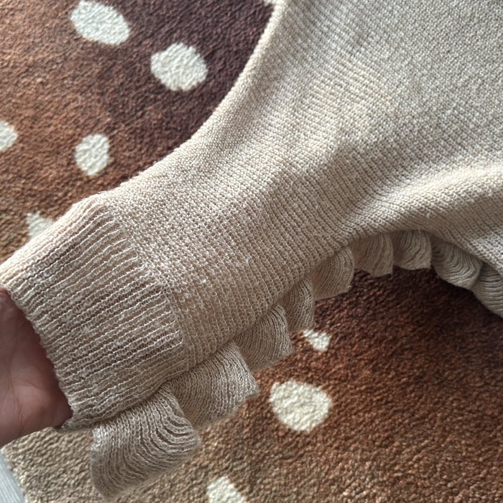 Long Ruffle Trim Cardigan - Picture 2 of 7